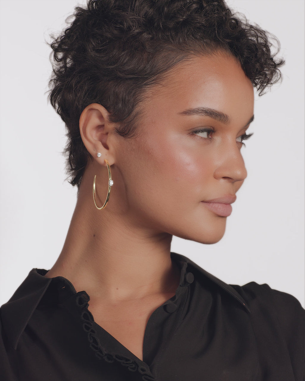 She's on Point Hoops 2" - Gold|White Diamondettes