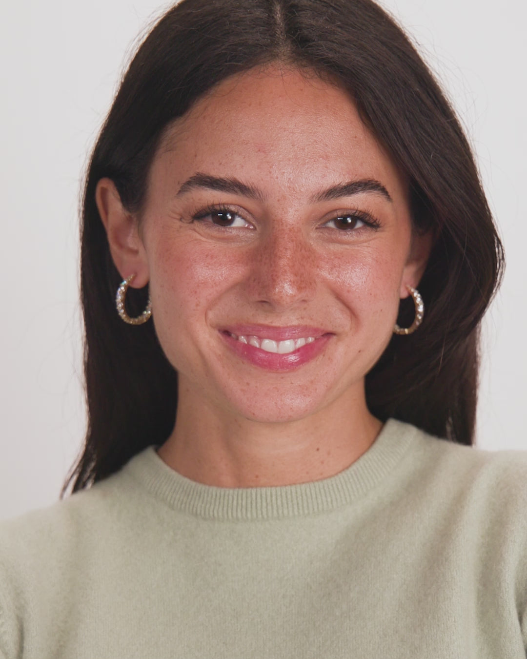 "Oh She Fancy" Graduated Hoops 1" - Gold|White Diamondettes