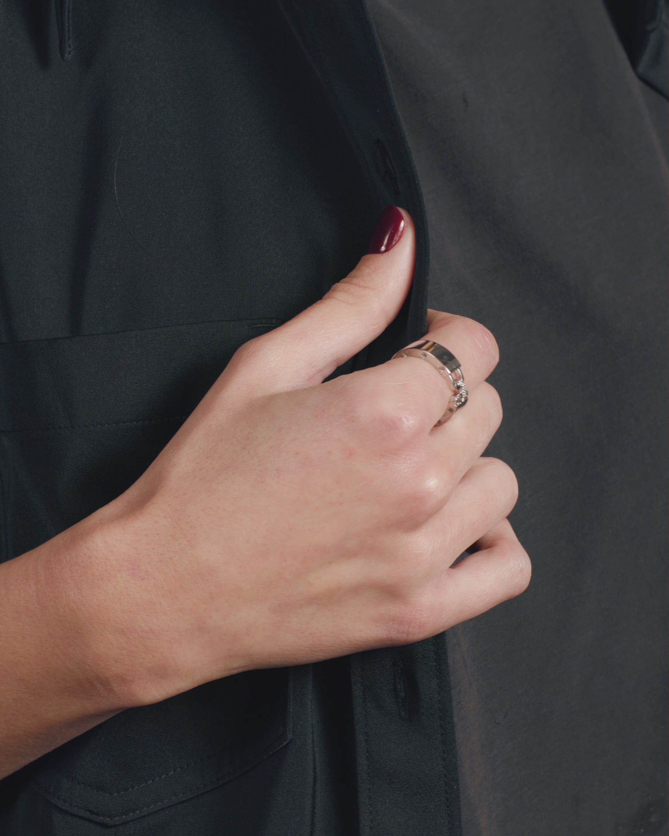 Ashley Smooth Lock Ring - Silver|White Diamondettes