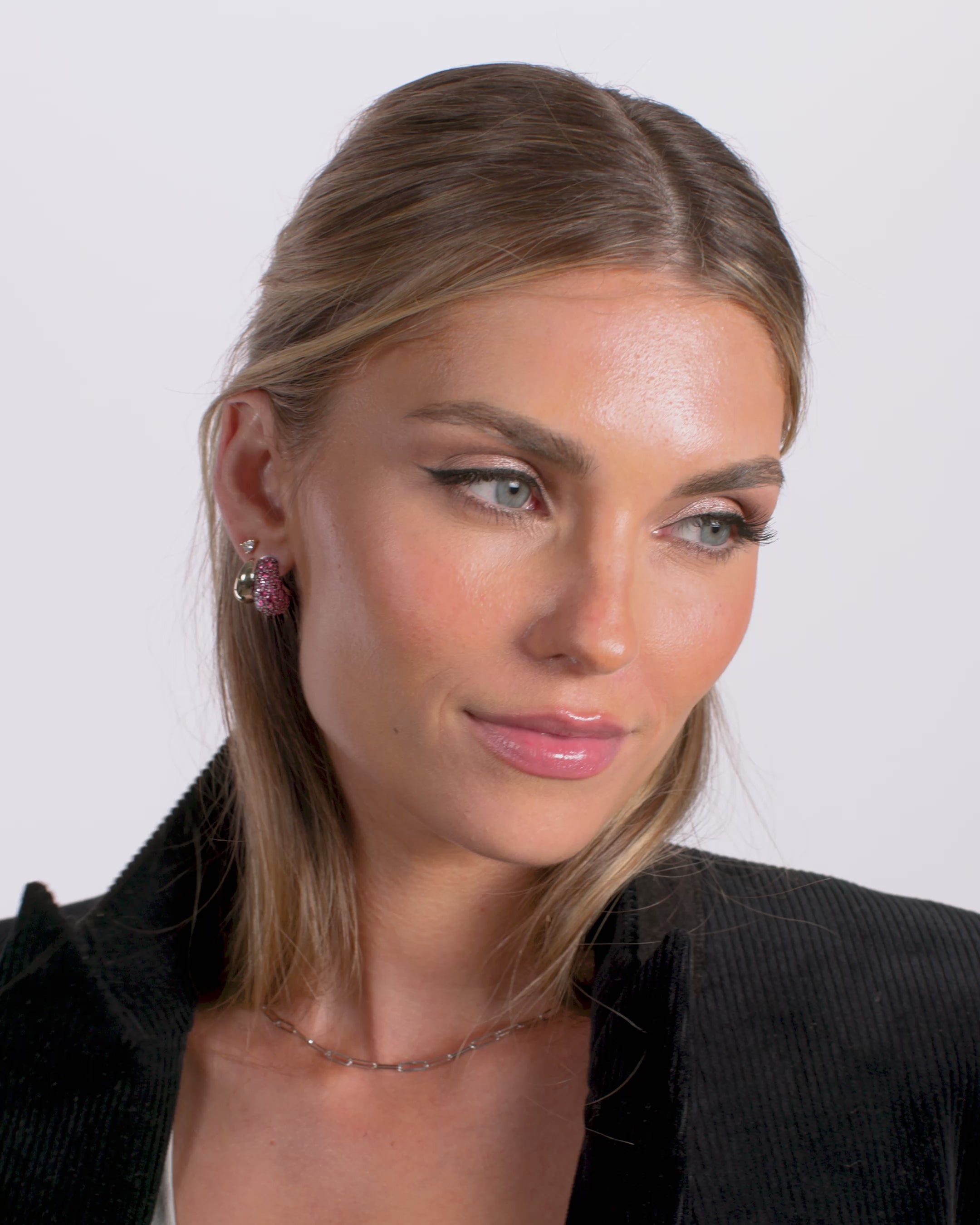 Norah Pavé Double Hoop - Gold|Ruby