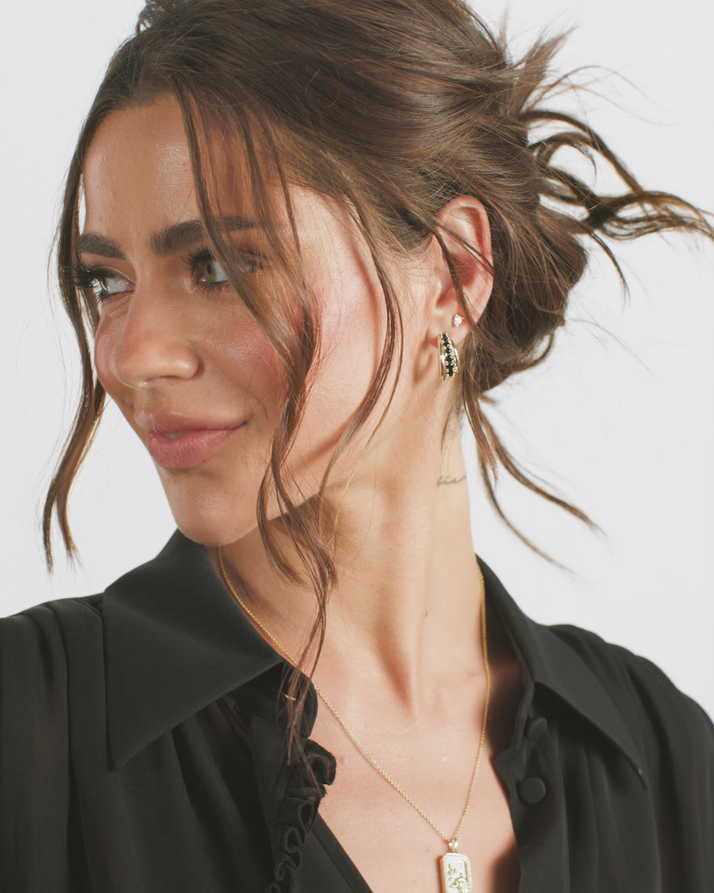 "Oh She Fancy" Smooth & Diamond Hoops - Gold|Black Diamondettes