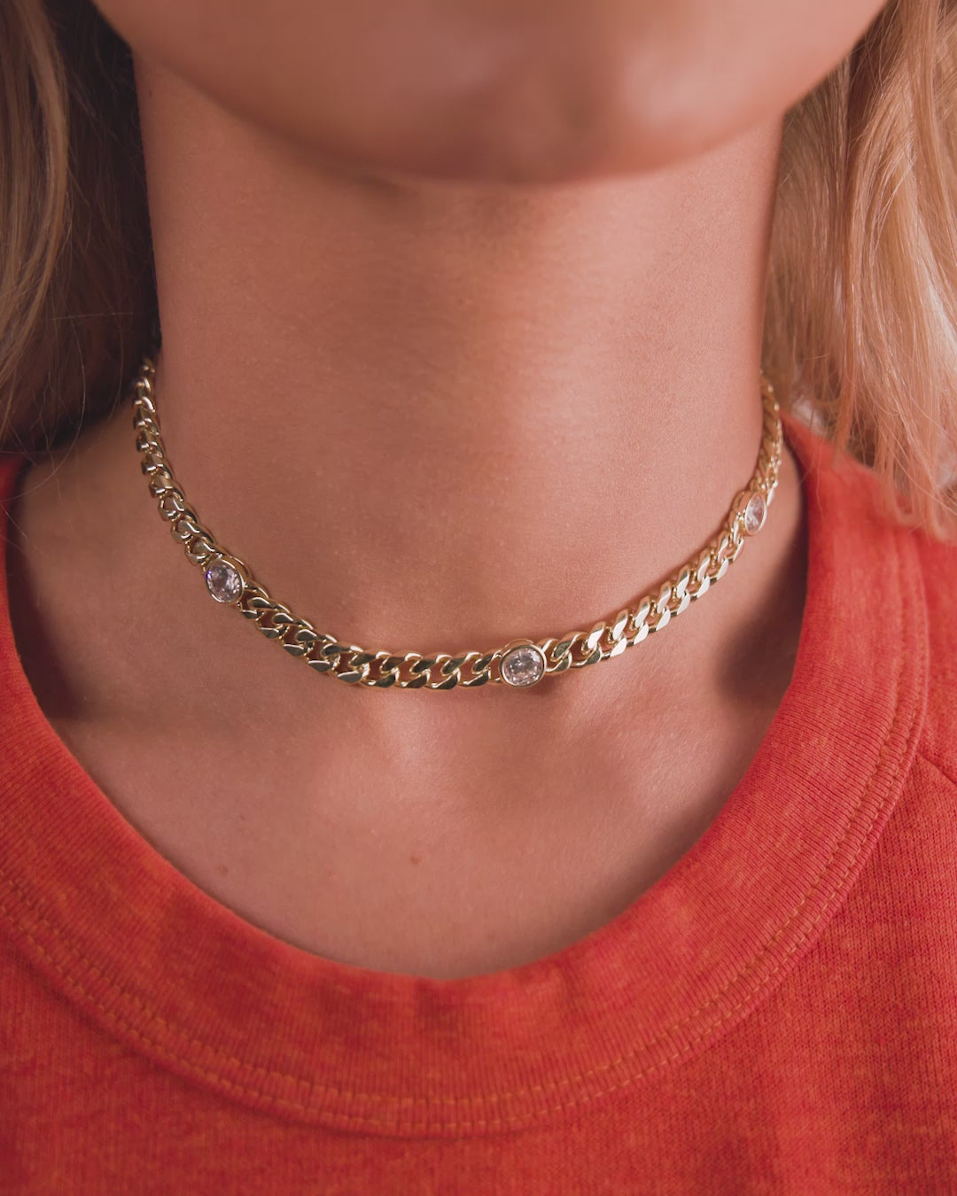 Julian Triple Diamond Choker 6.8mm - Gold|White Diamondettes