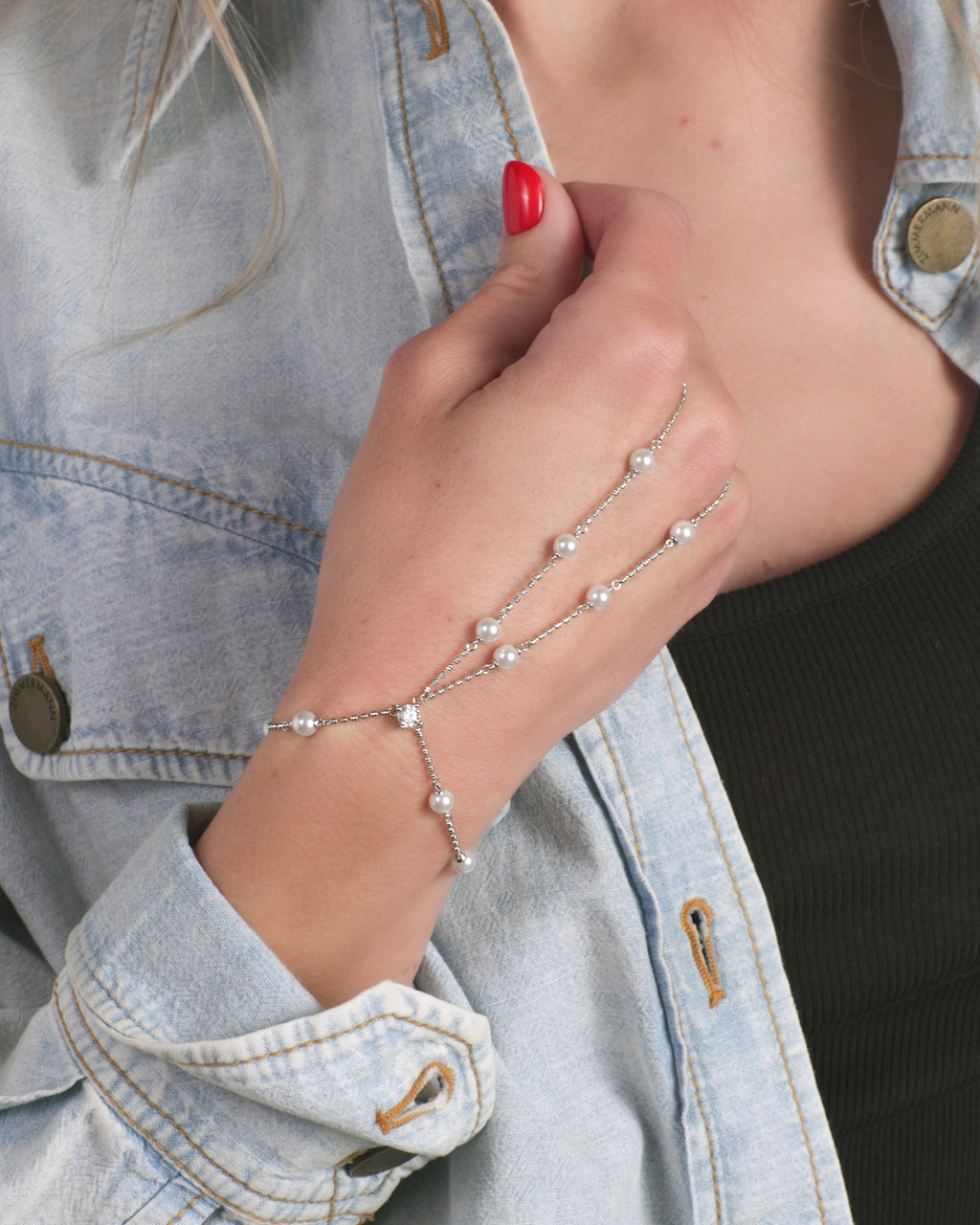 Perfect Pearl Hand-Chain - Silver