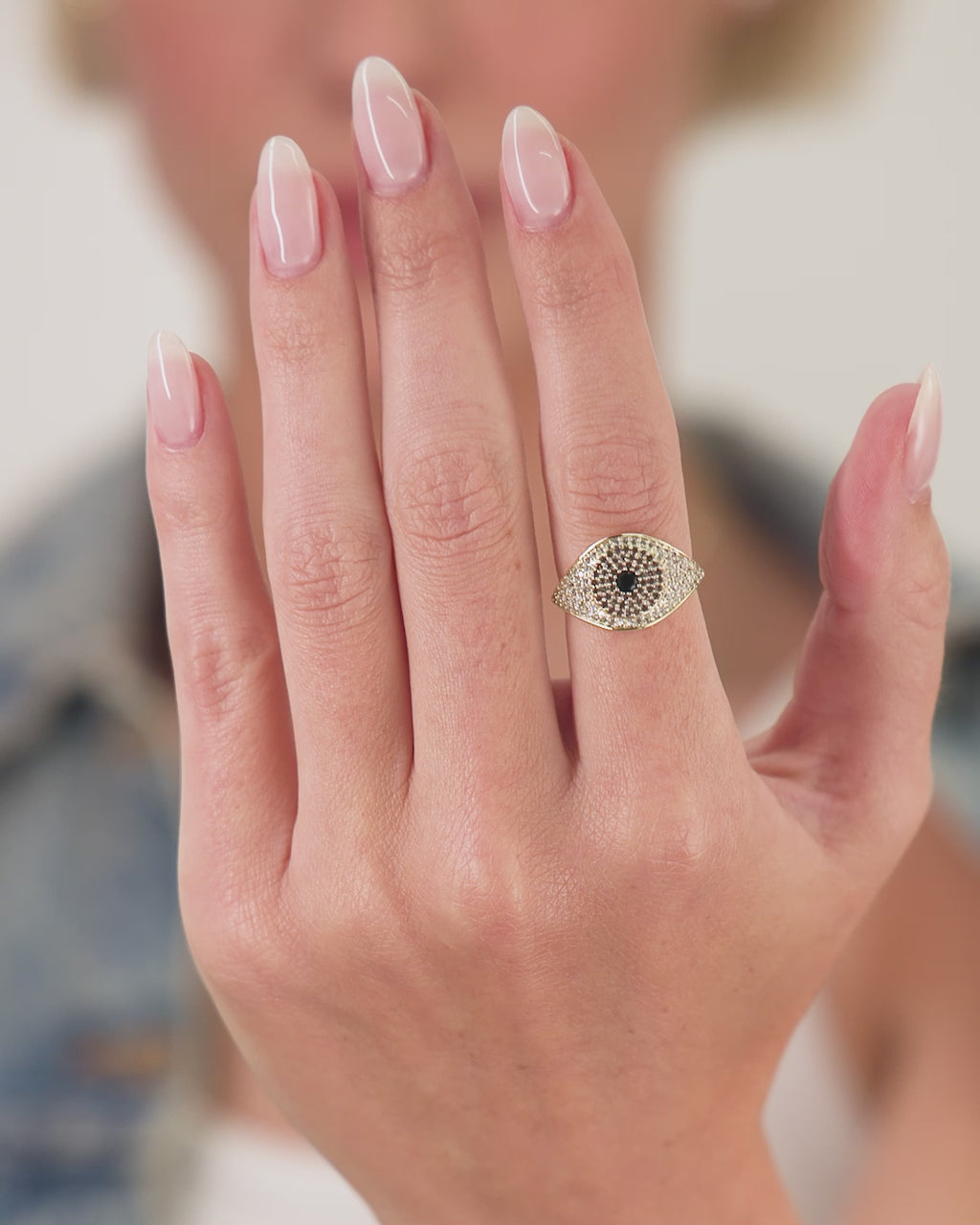 Black Evil Eye Ring - Gold|Black Diamondettes