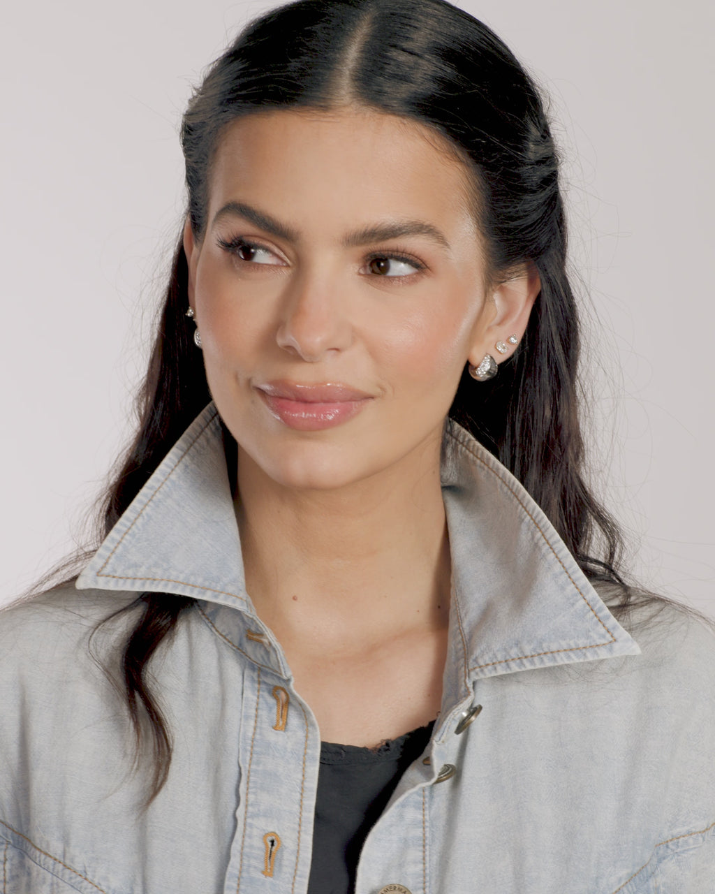 Lil Norah Split Pavé Earrings - Silver|White Diamondettes