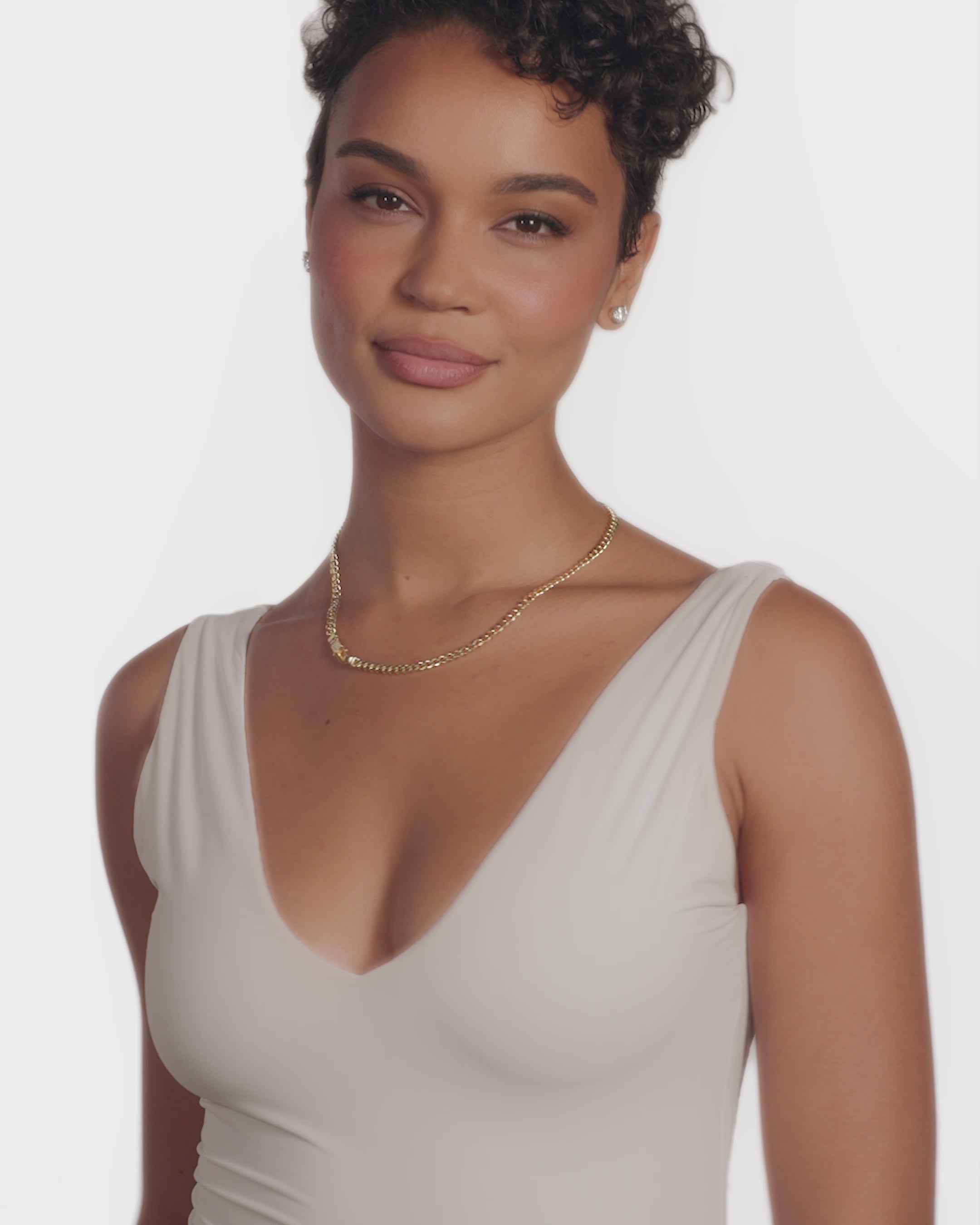 Julian Pavé Lock Necklace 5mm - Gold|White Diamondettes