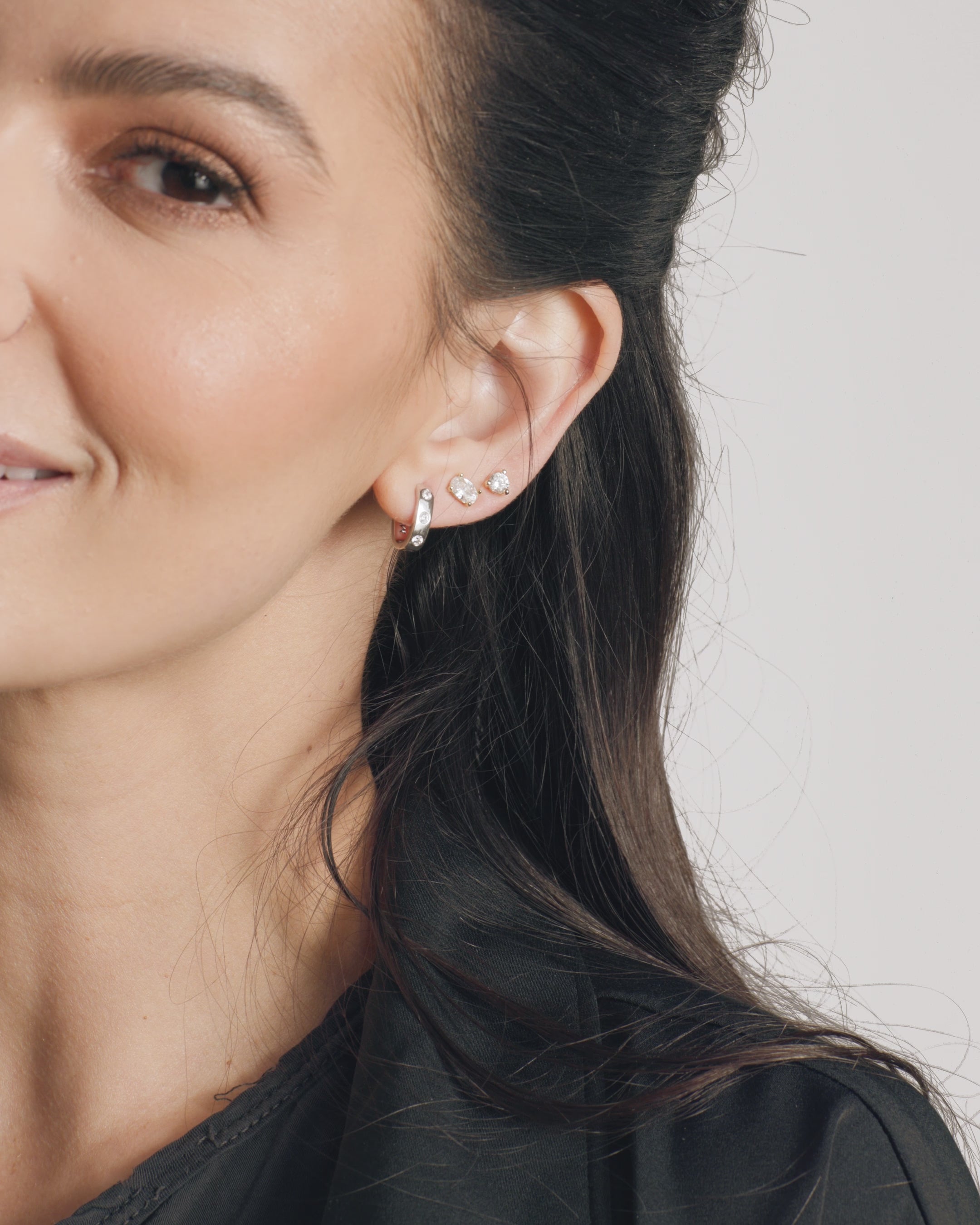 Ashley Chain Convertible Earring - Silver|White Diamondettes