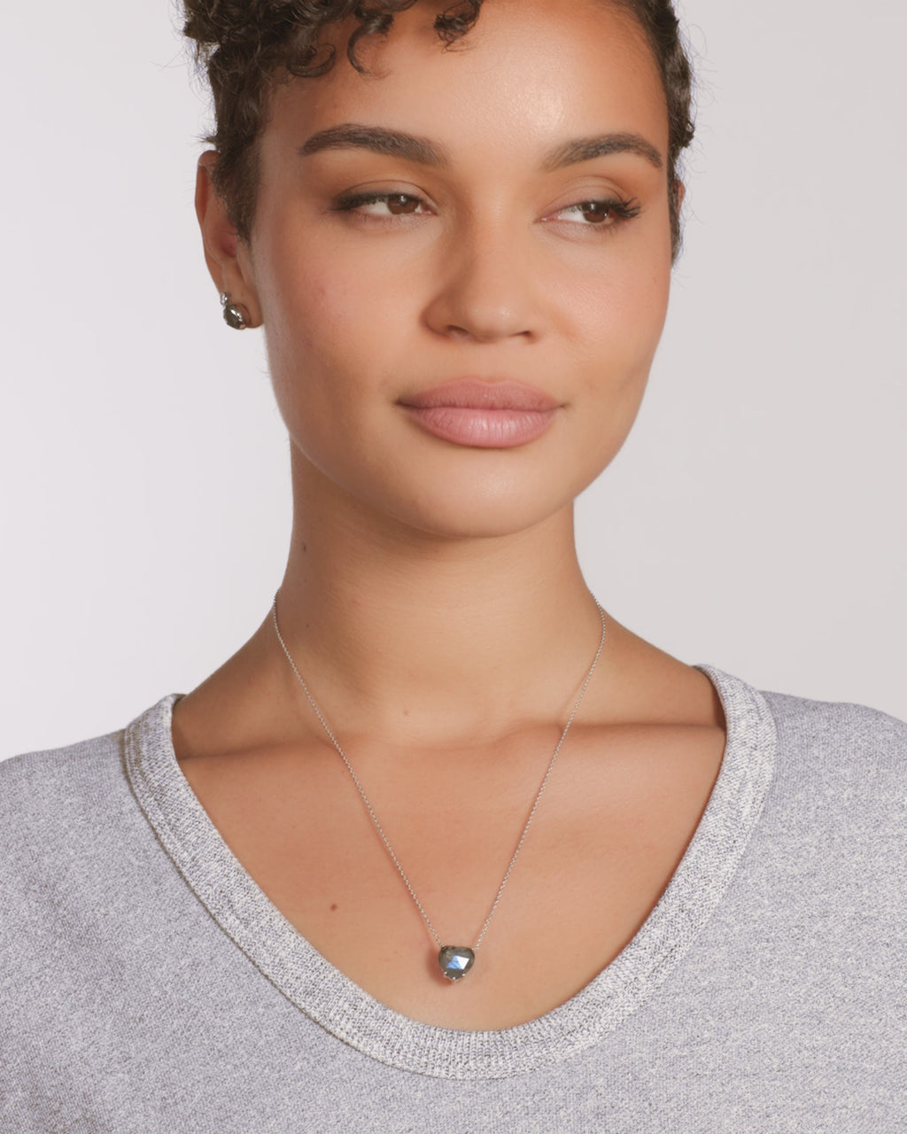 The Allison Heart Necklace - Silver|Labradorite