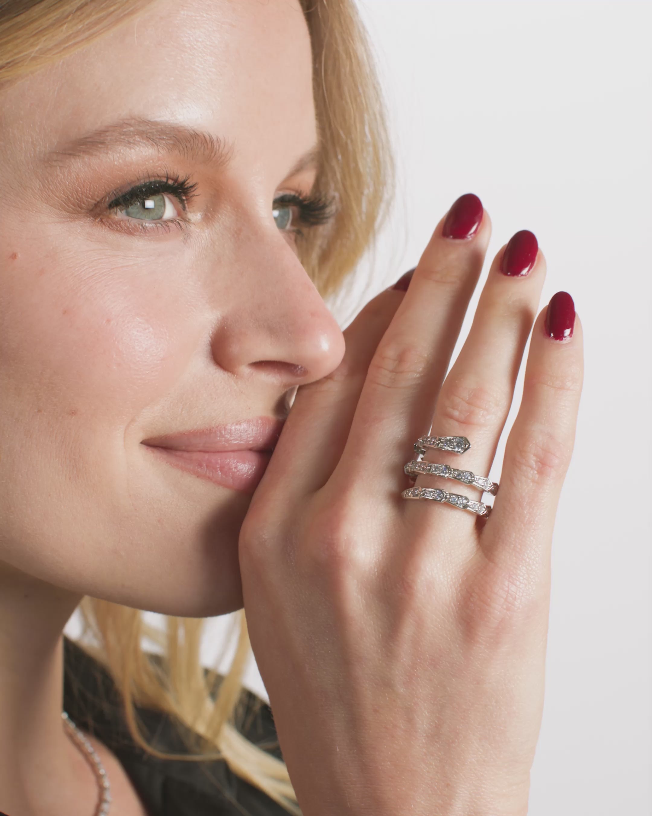 Pavé Serpent Spiral Ring - Silver|White Diamondettes