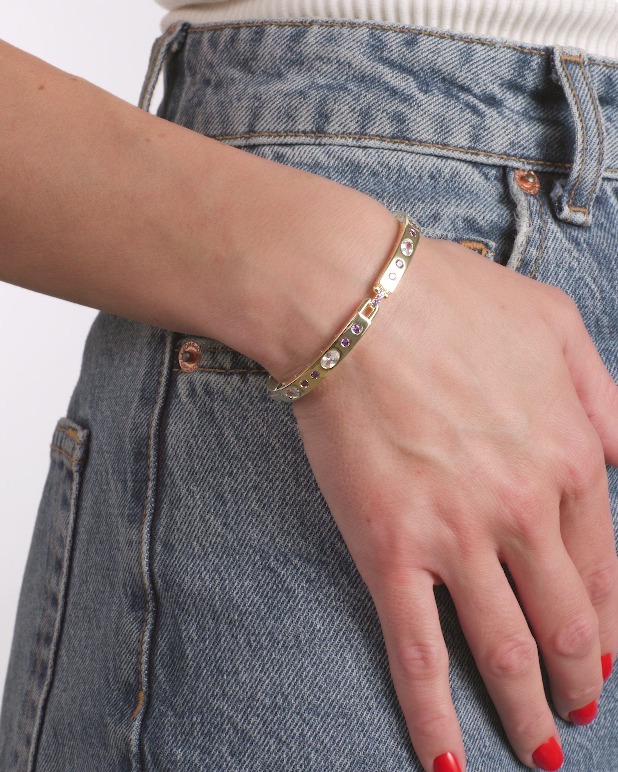 Ashley Sunset Lock Cuff 6mm - Gold|Lavender Amethyst