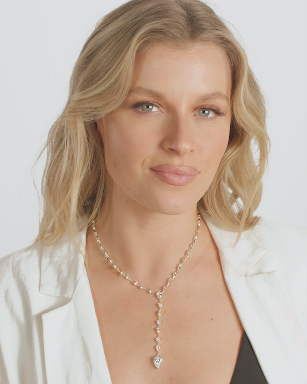 "F-ing Gorgeous" Lariat - Gold|White Diamondettes