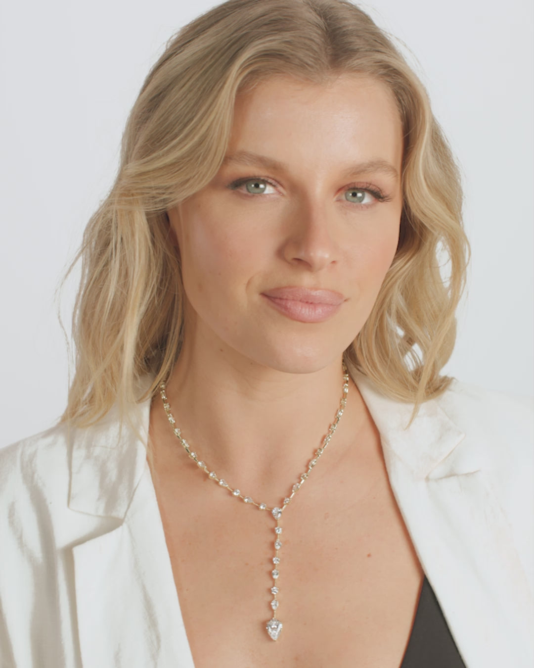 "F-ing Gorgeous" Lariat - Gold|White Diamondettes