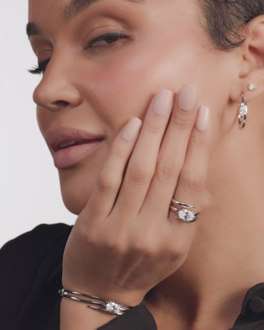 She's On Point Lasso Ring - Silver|White Diamondettes