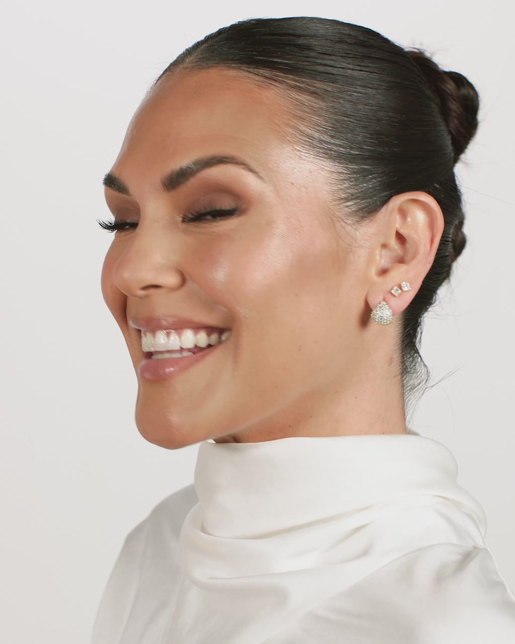 Lil' Norah Pavé Earrings - Gold|White Diamondettes