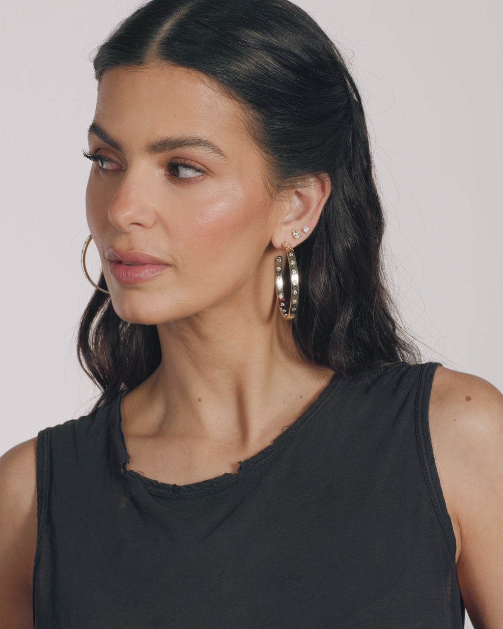 Ashley Rodeo Hoops 2" - Gold|White Diamondettes