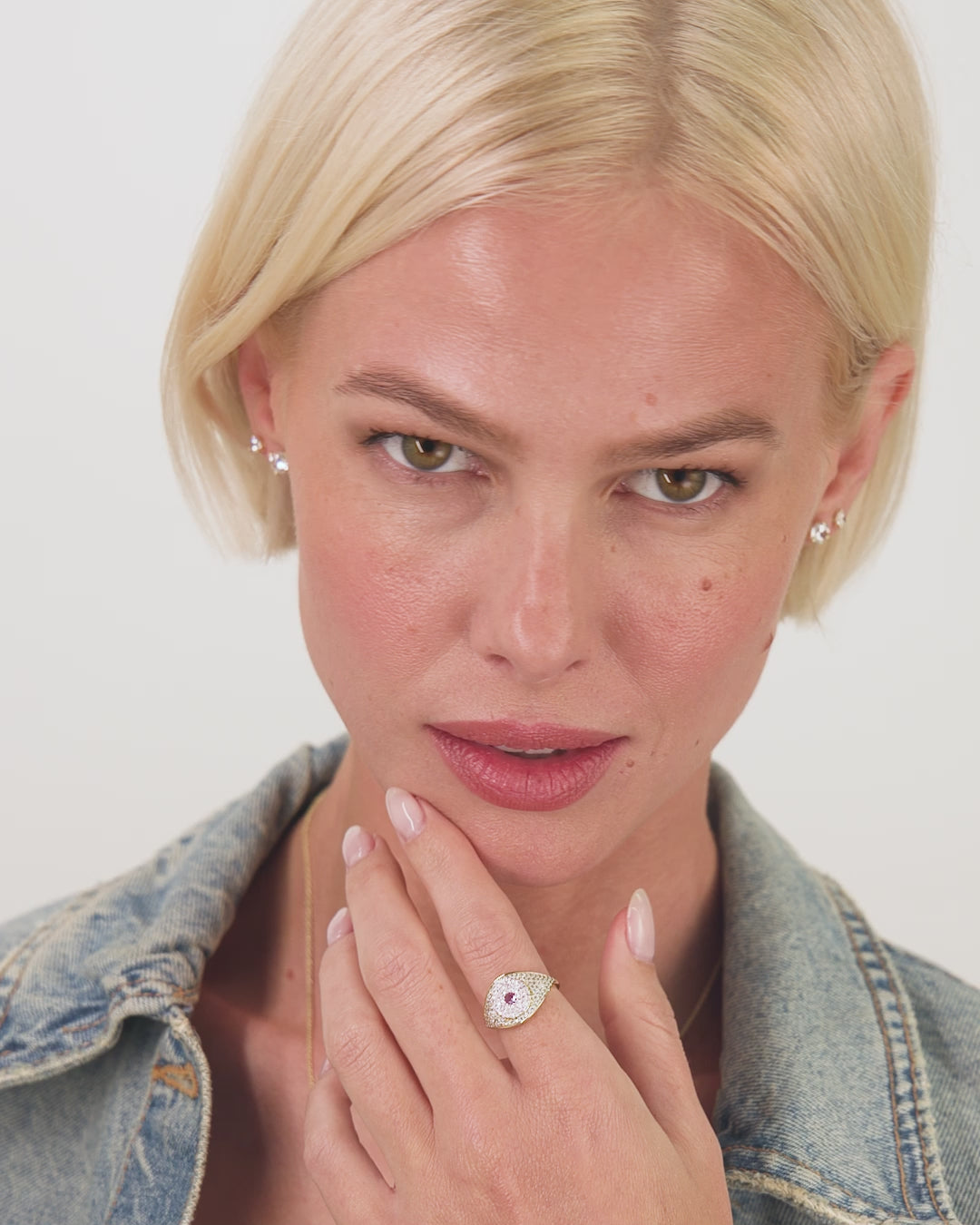 Rose Evil Eye Ring - Gold|Pink Sapphire