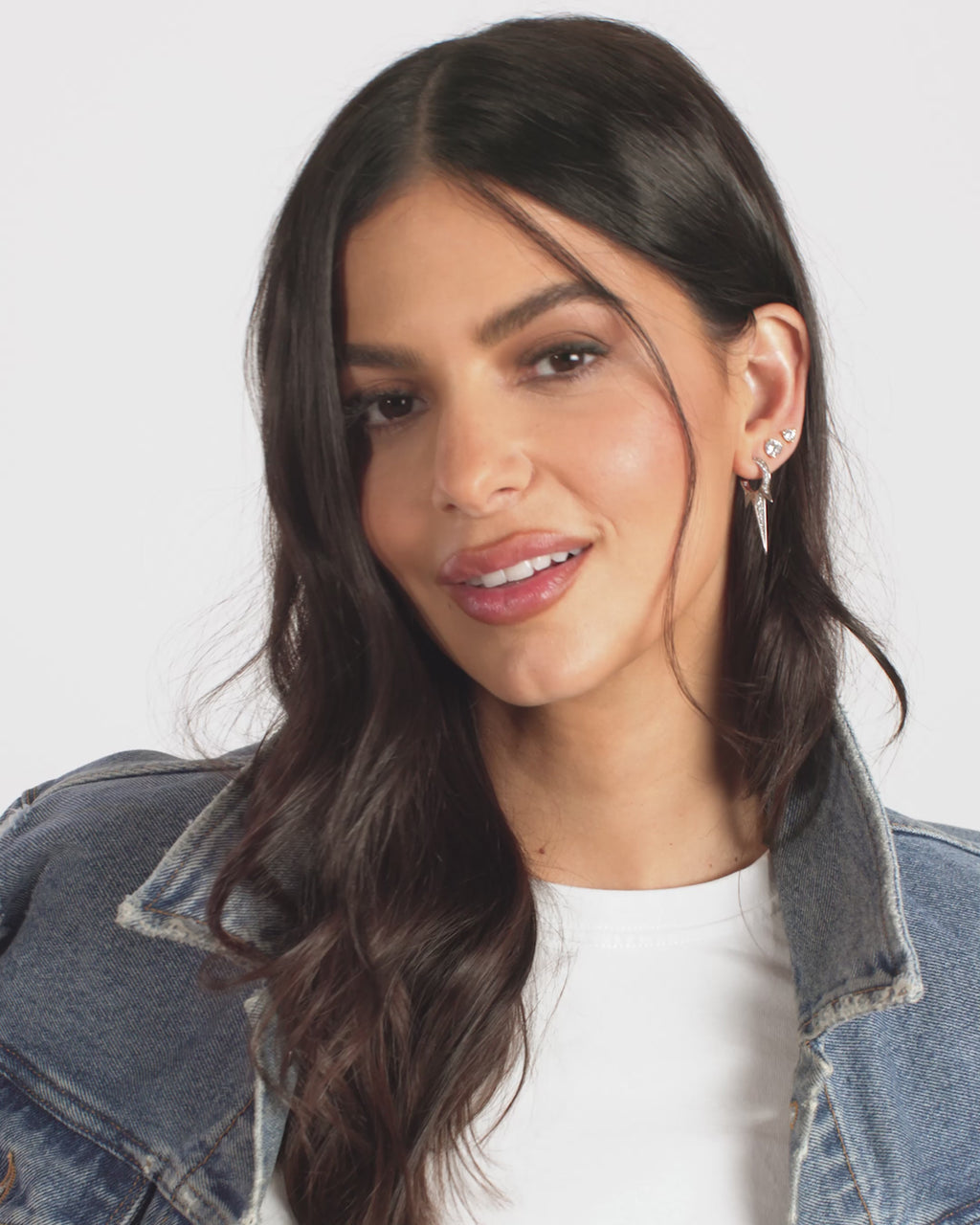 Gabriella Pavé Triple Spike Earrings - Silver|White Diamondettes