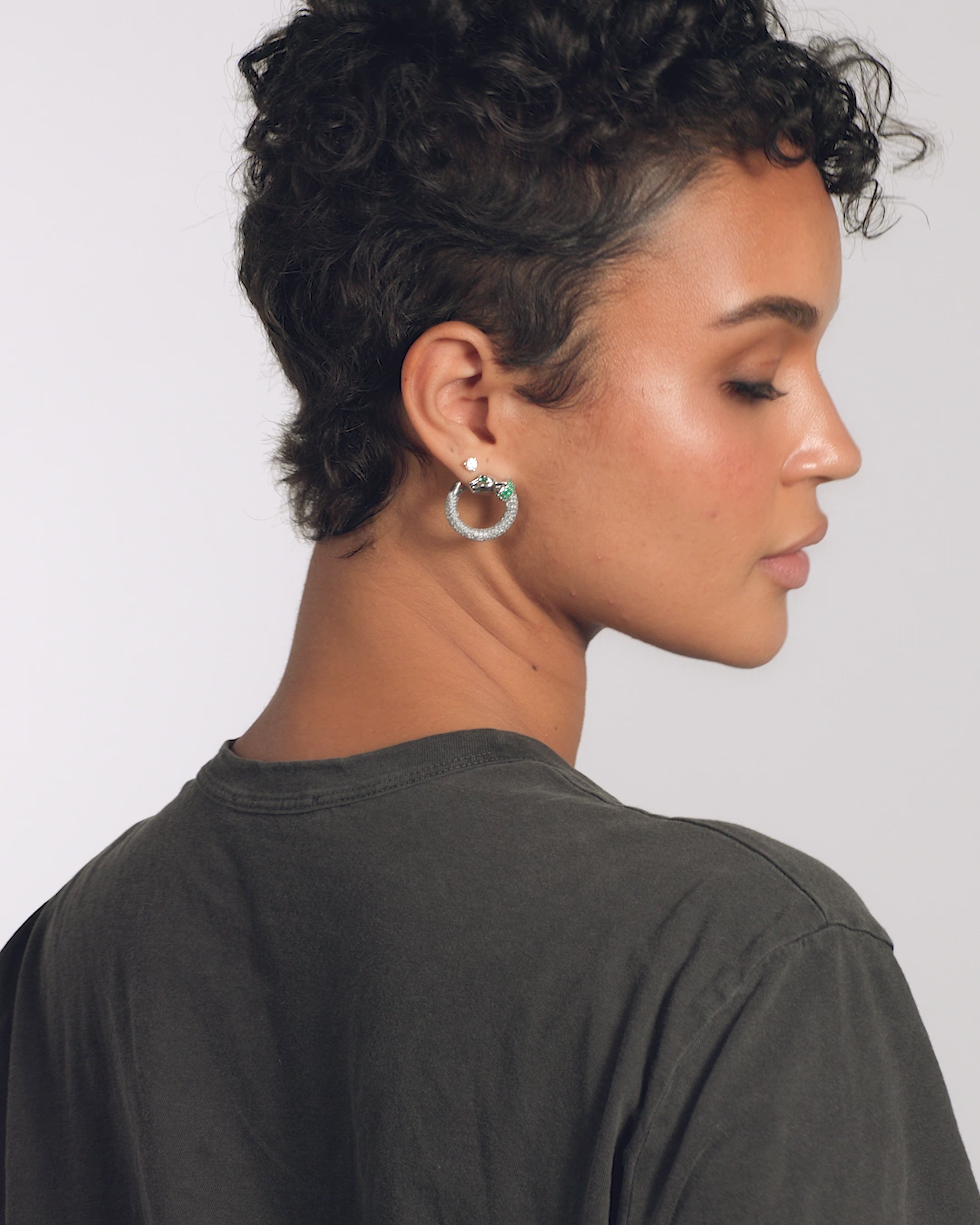 Jaguar Pavé Illusion Hoops - Silver|White Diamondettes