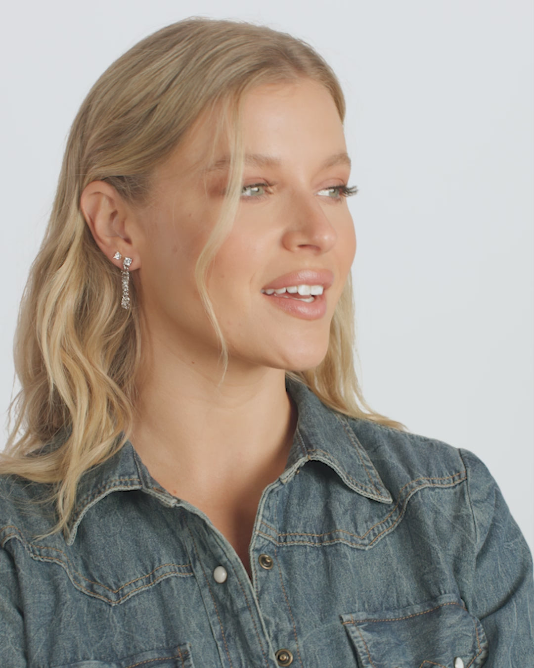 Julian Triple Diamond 5mm Soft Chain Hoops - Silver|White Diamondettes