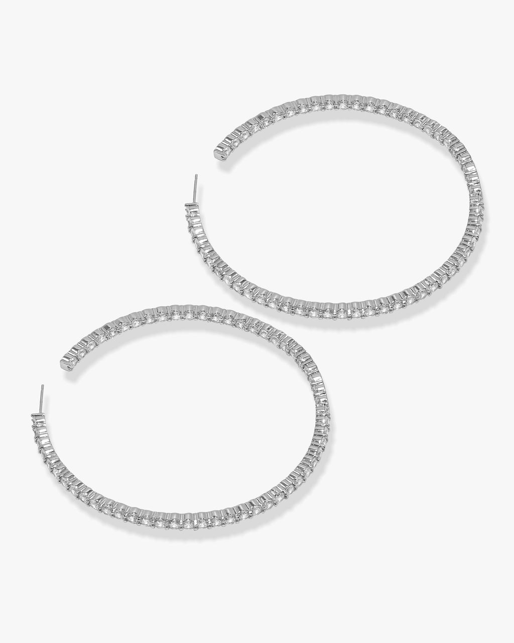 Heiress Hoops 3" - Silver|White Diamondettes