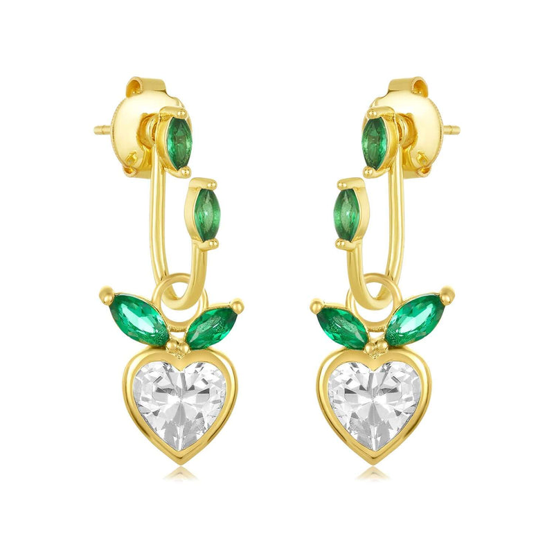 Emerald Heart Ear Jackets