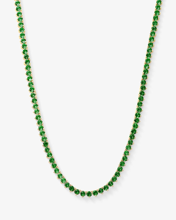Not Your Basic Tennis Necklace 16" - Gold|Emerald
