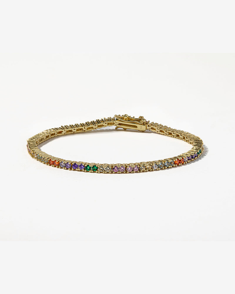 Baby Heiress Tennis Bracelet - Gold|Rainbow Diamondettes