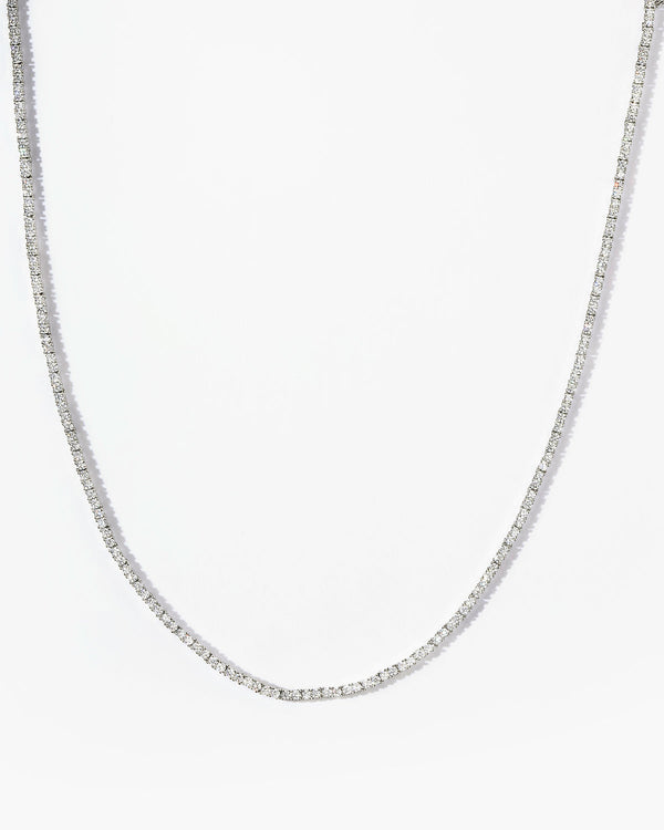 Baby Heiress Tennis Necklace - Silver|White Diamondettes