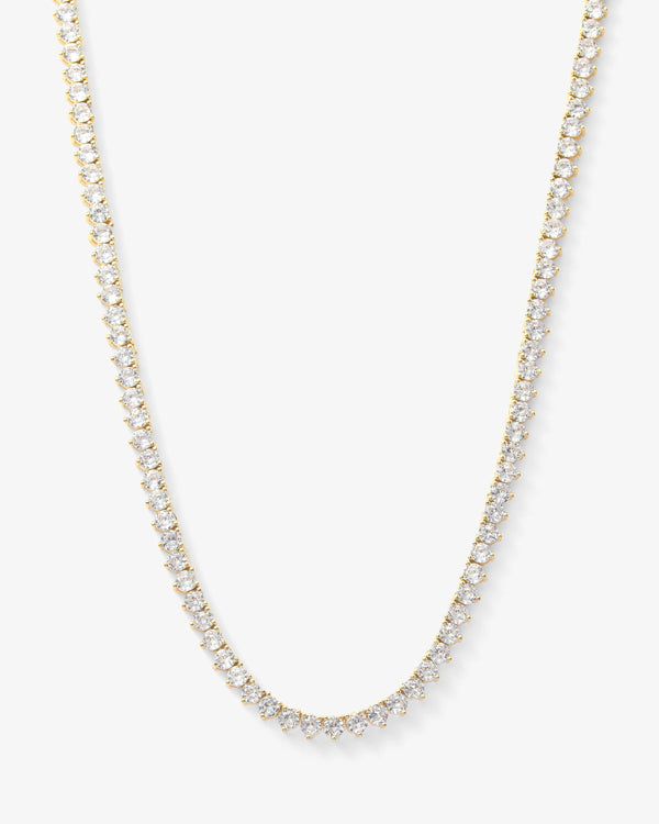 Not Your Basic Tennis Necklace 16" - Gold|White Diamondettes