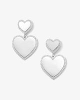 XL You Have My Heart Pave Earrings - Silver|White Diamondettes