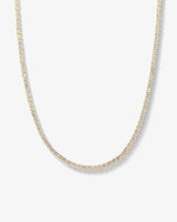 Grand Heiress Tennis Necklace 16" - Gold|White Diamondettes