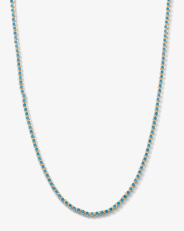 Baby Baroness Tennis Necklace 18" - Gold|Turquoise Diamondettes