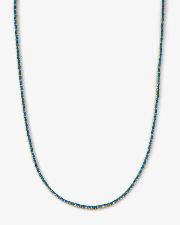 Baby Heiress Tennis Necklace 18" - Gold|Turquoise Diamondettes
