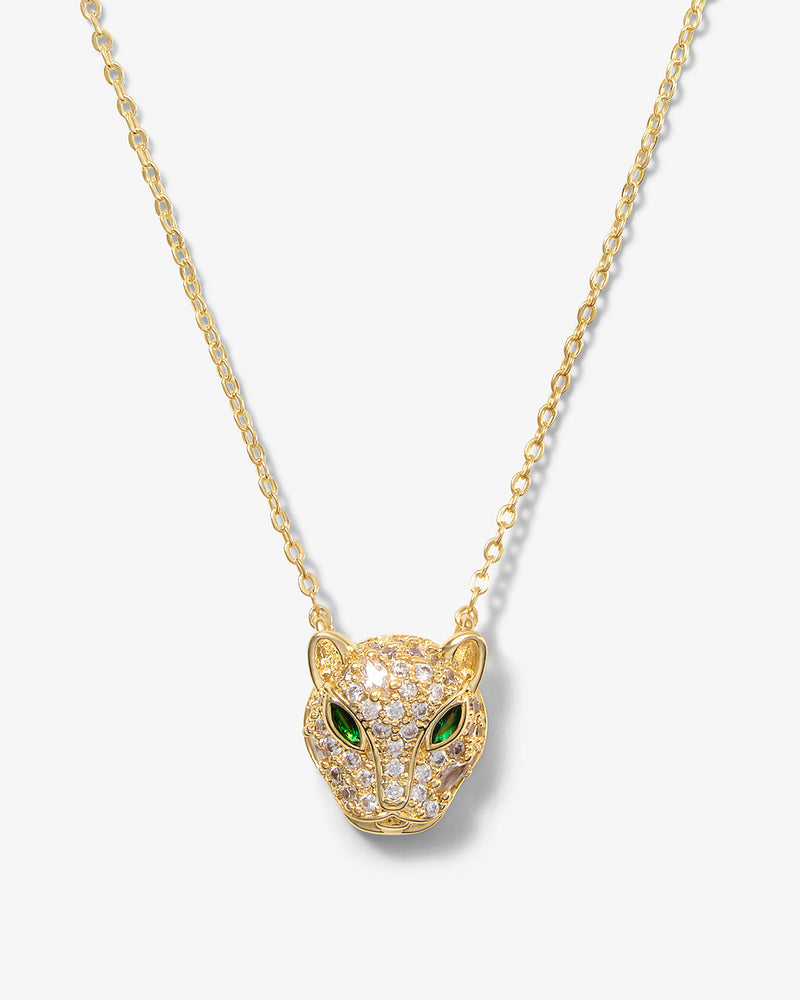 Baby Jaguar Necklace - Gold|Emerald|White Diamondettes