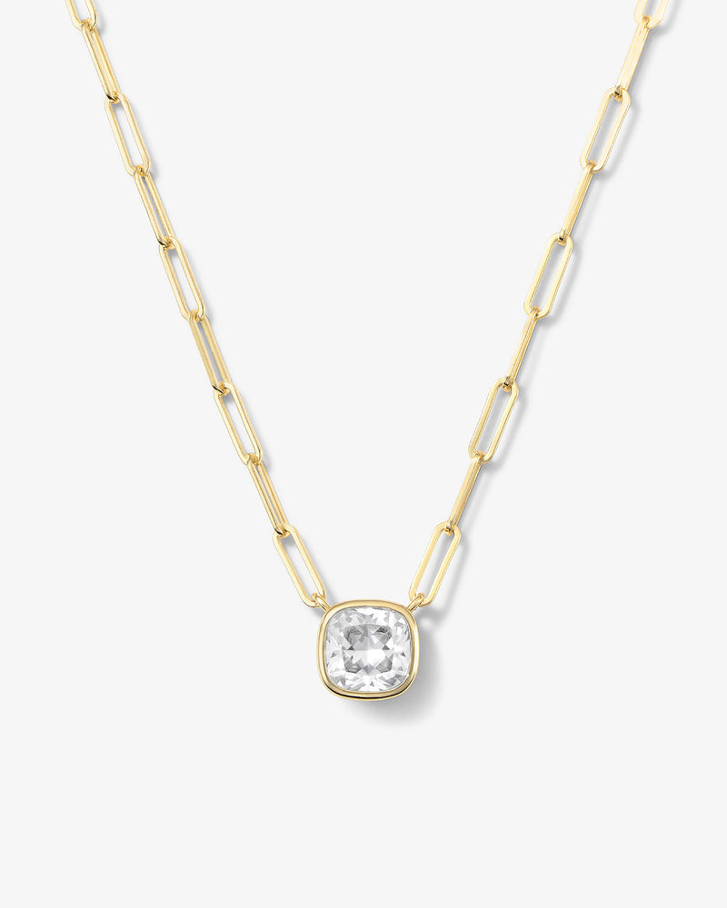 Baby Samantha Single Cushion Necklace - Gold|White Diamondettes