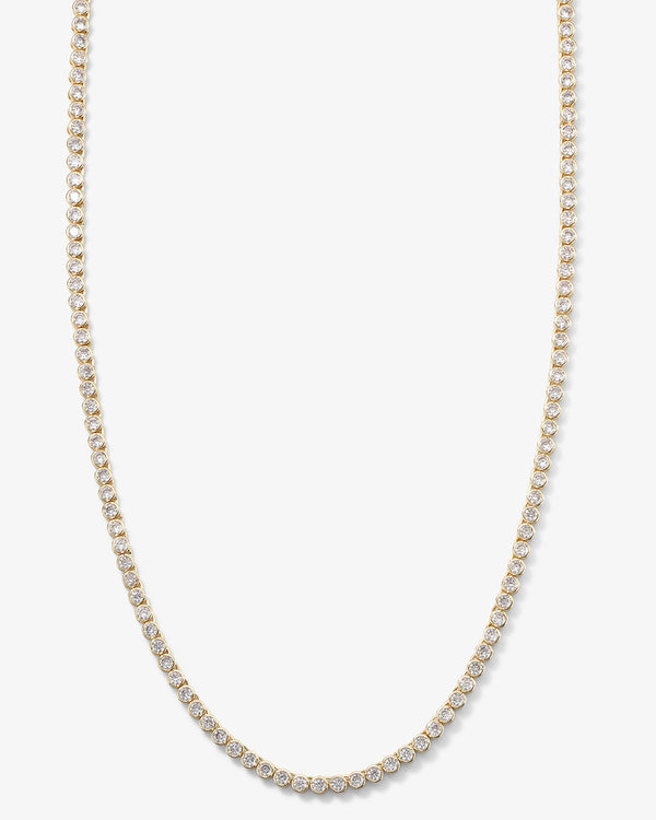 Baroness Tennis Necklace 21.5" - Gold|White Diamondettes