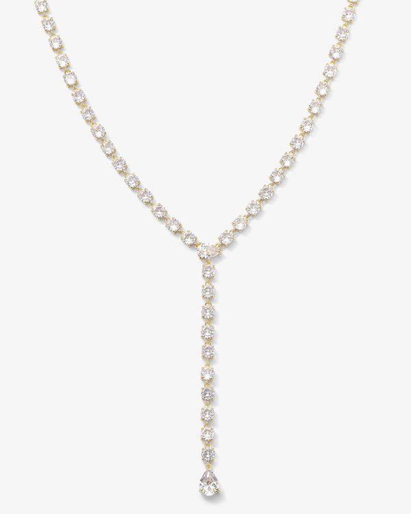Diamond Drop Necklace - Gold|White Diamondettes