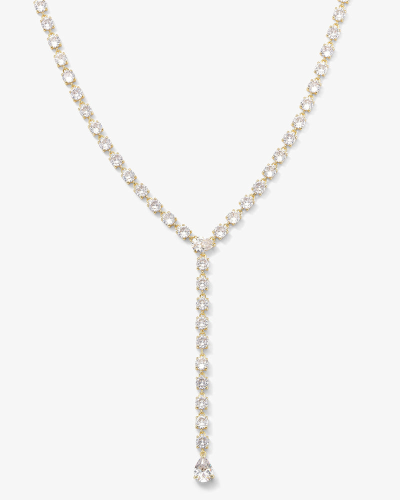 Diamond Drop Necklace - Gold|White Diamondettes