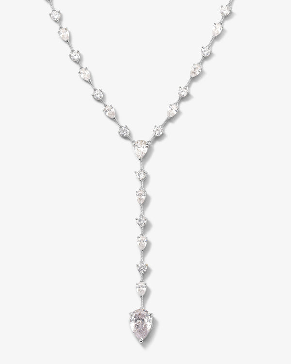 "F-ing Gorgeous" Lariat - Silver|White Diamondettes