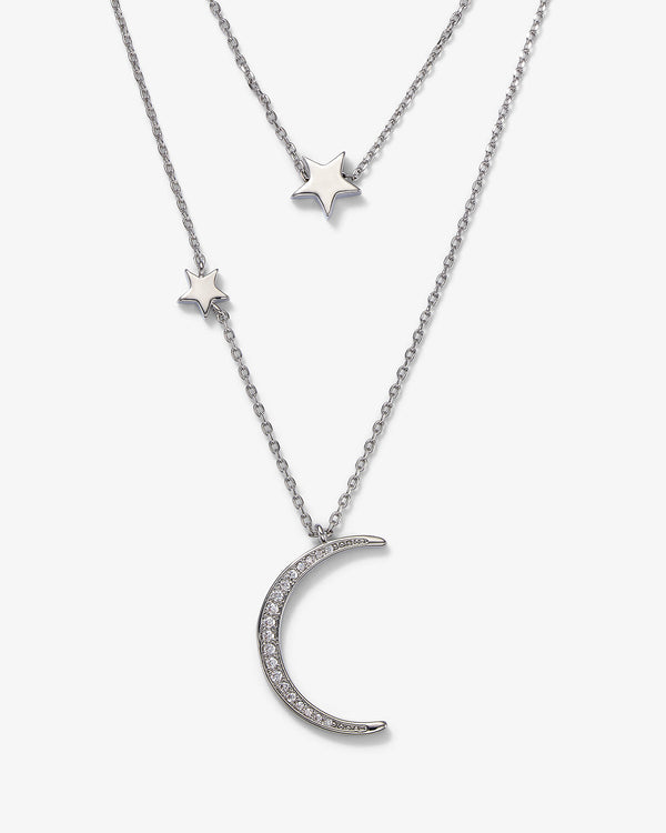 Fairbanks Crescent Necklace - Silver|White Diamondettes