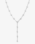 Lavish Lariat Necklace - Silver|White Diamondettes