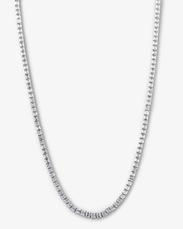 Lil Queen's Tennis Necklace 24" - Silver|White Diamondettes