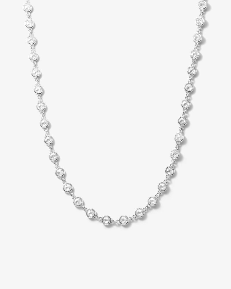 "She's So Fire" Necklace 16" - Silver|White Diamondettes