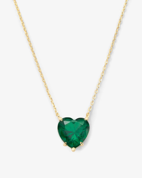The Allison Emerald Heart Necklace - Gold|Emerald Diamondettes