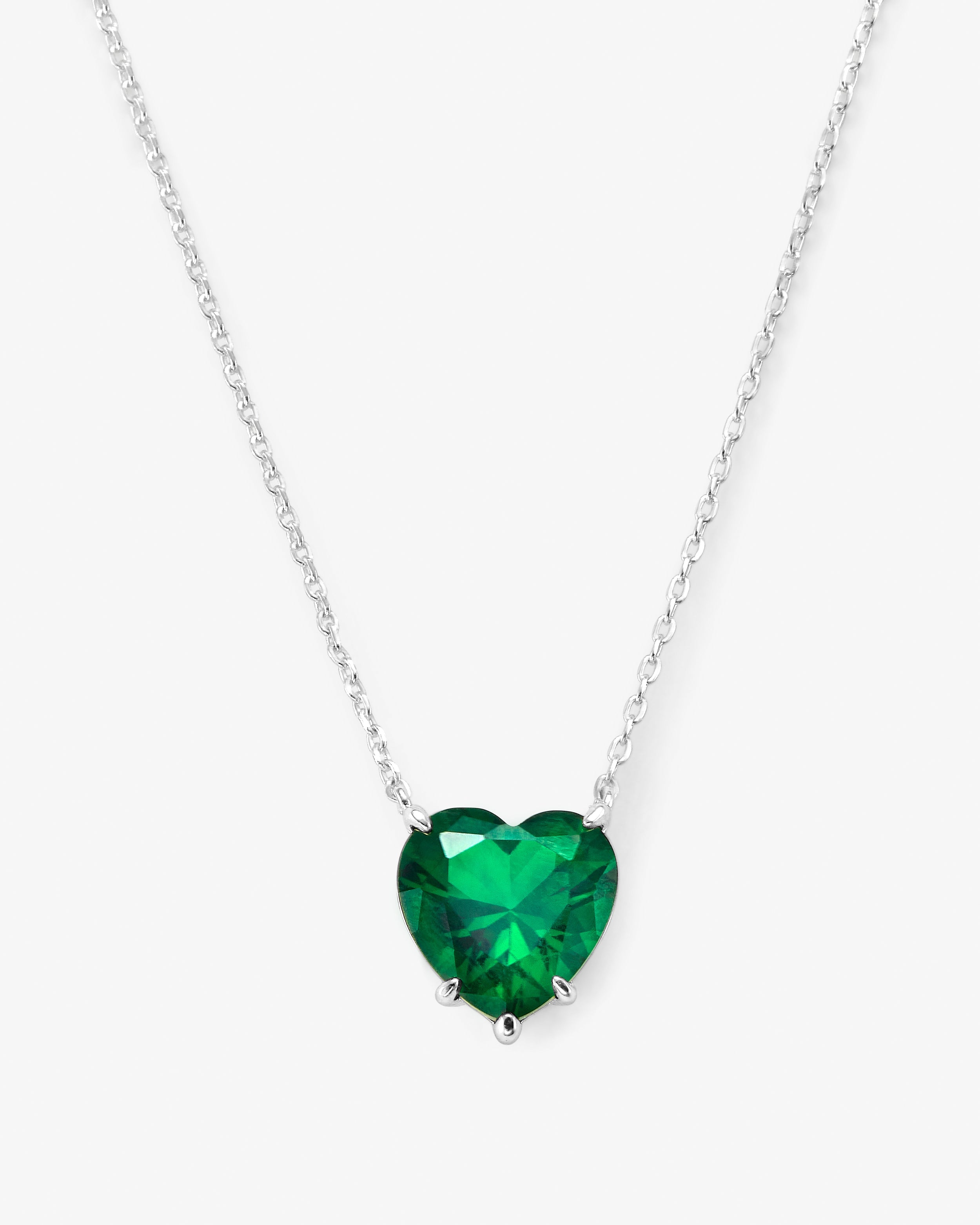 The Allison Heart Necklace - Silver|Emerald