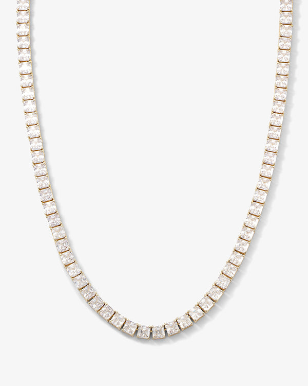 The Queen's Tennis Necklace 16" - Gold|White Diamondettes