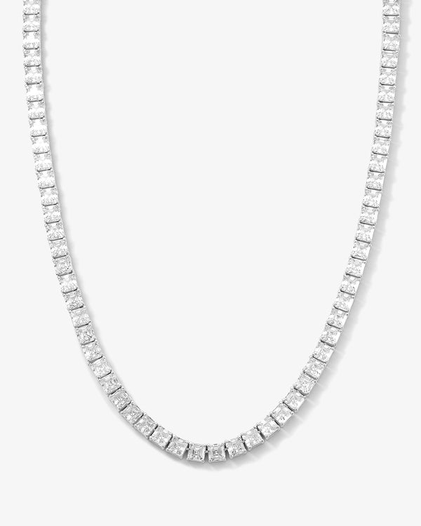 The Queen's Tennis Necklace 16" - Silver|White Diamondettes