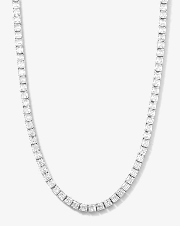 The Queen's Tennis Necklace 18" - Silver|White Diamondettes