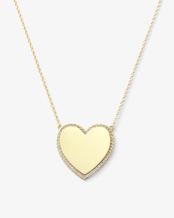 XL You Have My Heart Pave Necklace 15" - Gold|White Diamondettes