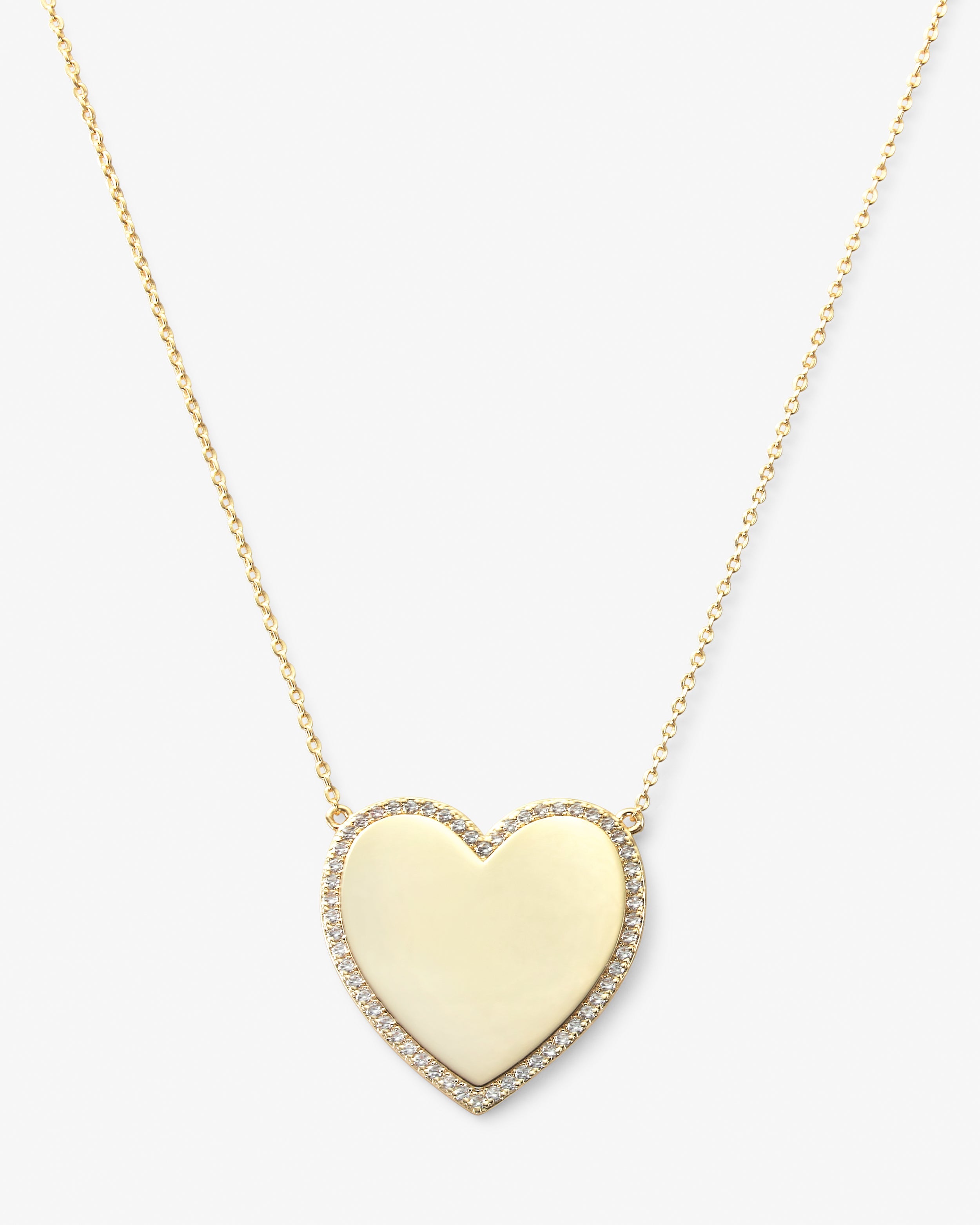 MELINDA MARIA-XL YOU HAVE MY WHOLE HEART PAVE SILVER NECKLACE 18”
